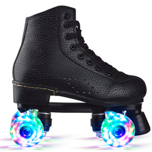 Quads Roller Skate Quads PU Leather 4 Wheels Shiny High-top Roller Skate For Boys And Girls