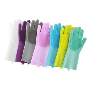 Cleaning Gloves Silicone Reusable Cleaning Brush Heat Resistant Silicone Gloves for Housewor