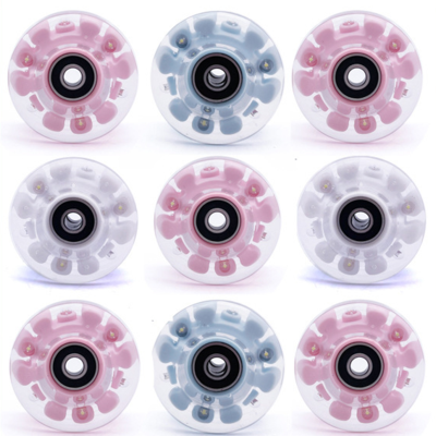Flashing LED roller skate wheels with 6 lights